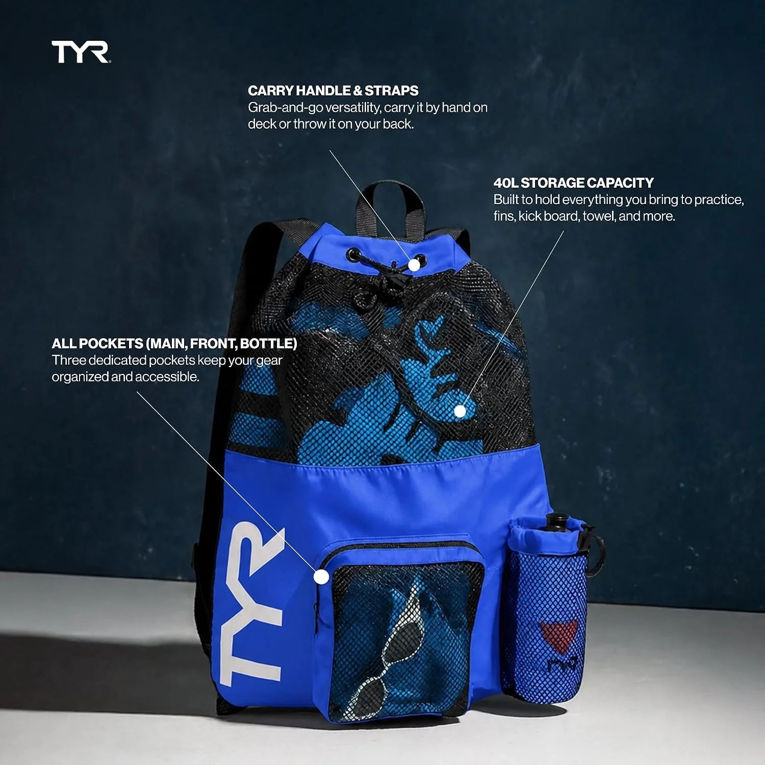 TYR Big Mesh Mummy Backpack, Red/Navy