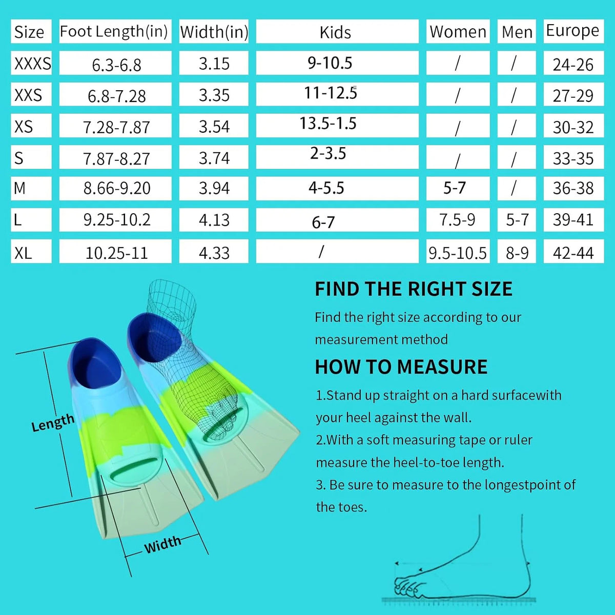 Kids Swim Fins Short Blade Training Flippers for Lap Swimming