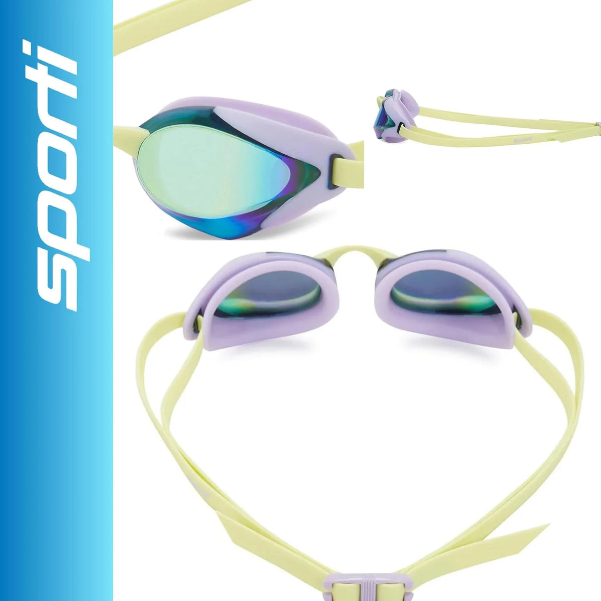 Sporti Unisex-Adult Mirrored Swim Goggles Max Vision for Training & Racing