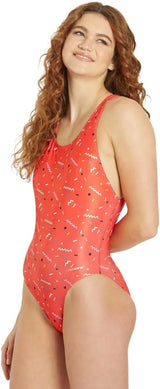 Sporti Women's Athletic Wide Strap Cross Back One-Piece Swimsuit Swimming