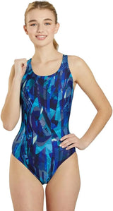 Sporti Girls' & Women's Athletic Wide Strap Abstract Print One-Piece Suit