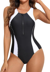 beautyin Women Front Zip One Piece Swimsuit Athletic Lap Bathing Suit