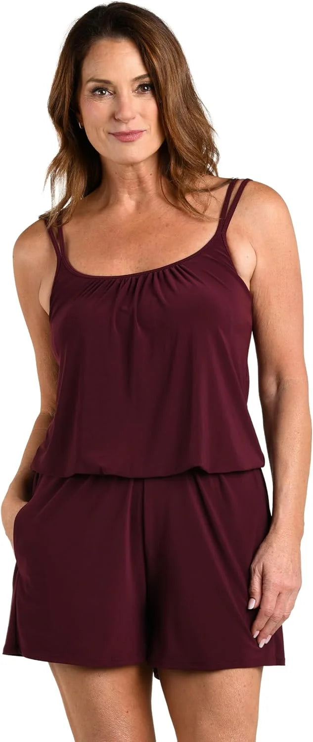 Maxine of Hollywood Women's Romper One Piece Swimsuit
