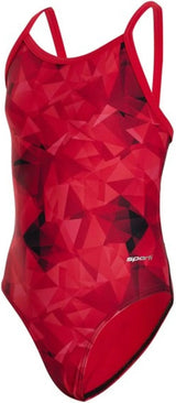 Sporti Girls' Athletic Thin Strap One-Piece Swimsuit, Abstract Printed Suit