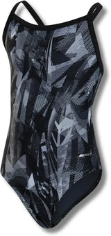 Sporti Girls' Athletic Thin Strap One-Piece Swimsuit, Abstract Printed Suit