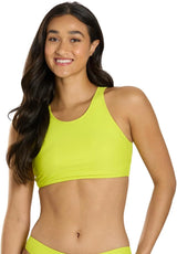 Sporti Women's Athletic Active High Neck Crop Bikini Top, Swim Top Only