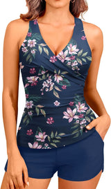 Women Tankini Swimsuits with Shorts Two Piece Tummy Control Bathing Suits