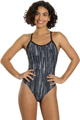 Sporti Women's Athletic Thin Strap One Piece Swimsuit, Abstract Printed
