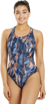 Sporti Girls' & Women's Athletic Wide Strap Abstract Print One-Piece Suit