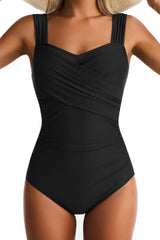 One Piece Swimsuit for Women Tummy Control Wide Straps Bathing Suits Full Coverage Swim Suit Color Block Swimwear