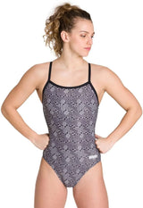 ARENA Women's Kikko Light Drop Back One Piece - Chlorine Resistant, UV Protection, Supportive Thin Straps Swimsuit