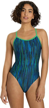 Sporti Women's Athletic Thin Strap One Piece Swimsuit, Abstract Printed