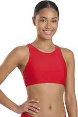 Sporti Women's Athletic Active High Neck Crop Bikini Top, Swim Top Only
