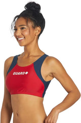 Sporti Women's Athletic Active High Neck Crop Bikini Top, Swim Top Only