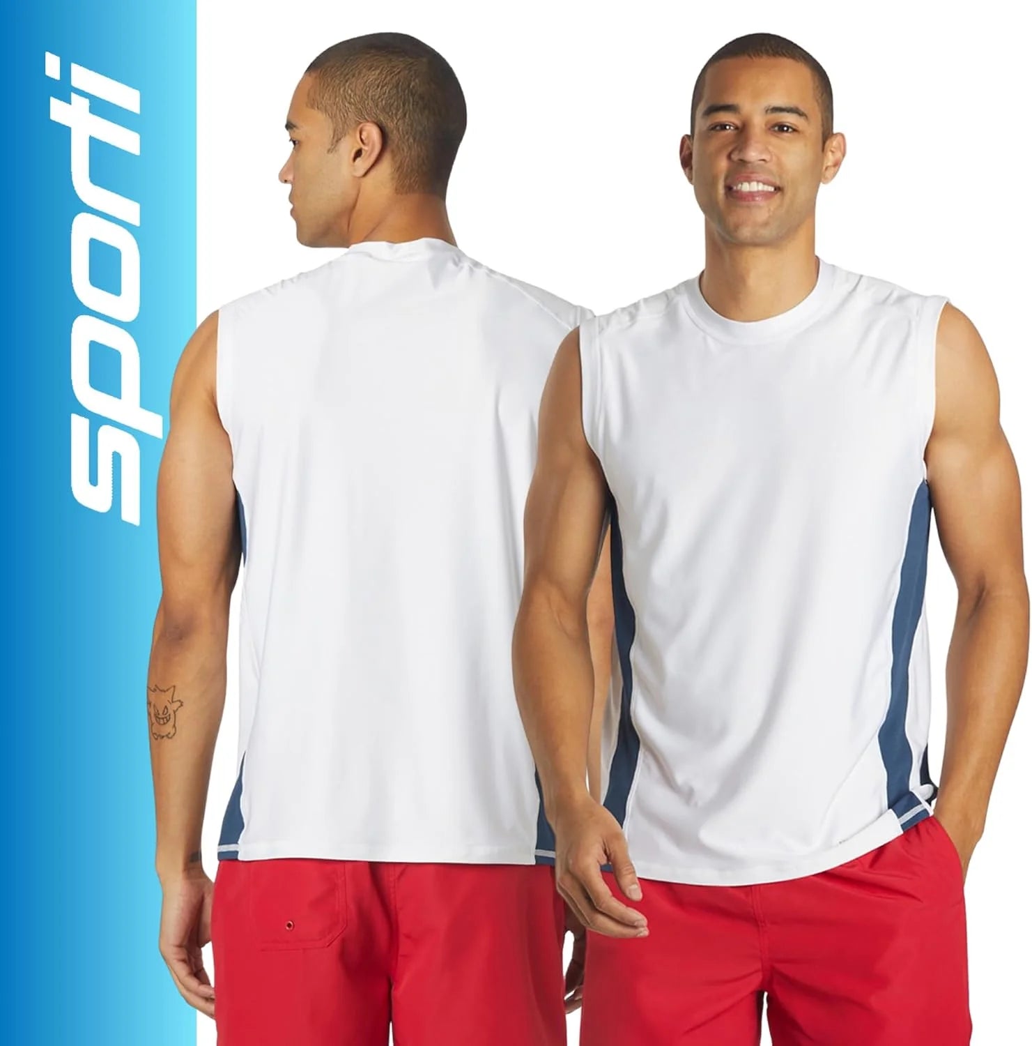 Sporti Men's Rash Guard Sleeveless UPF 50+ Comfort Fit, Athletic Shirts