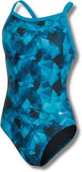 Sporti Girls' Athletic Thin Strap One-Piece Swimsuit, Abstract Printed Suit