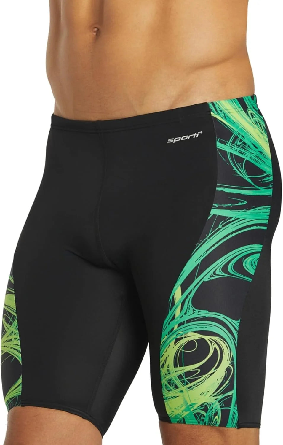 Sporti Men's Athletic Jammer Swimsuit, Multi-Color Solid Competitive Suit