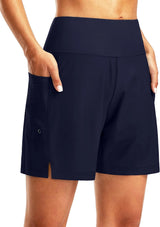G Gradual Women's 7" Long Swim Board Shorts with Liner Pockets