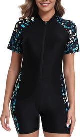 Halcurt Women's Zip Front Full Body 1 Piece Rash Guard Swimsuits