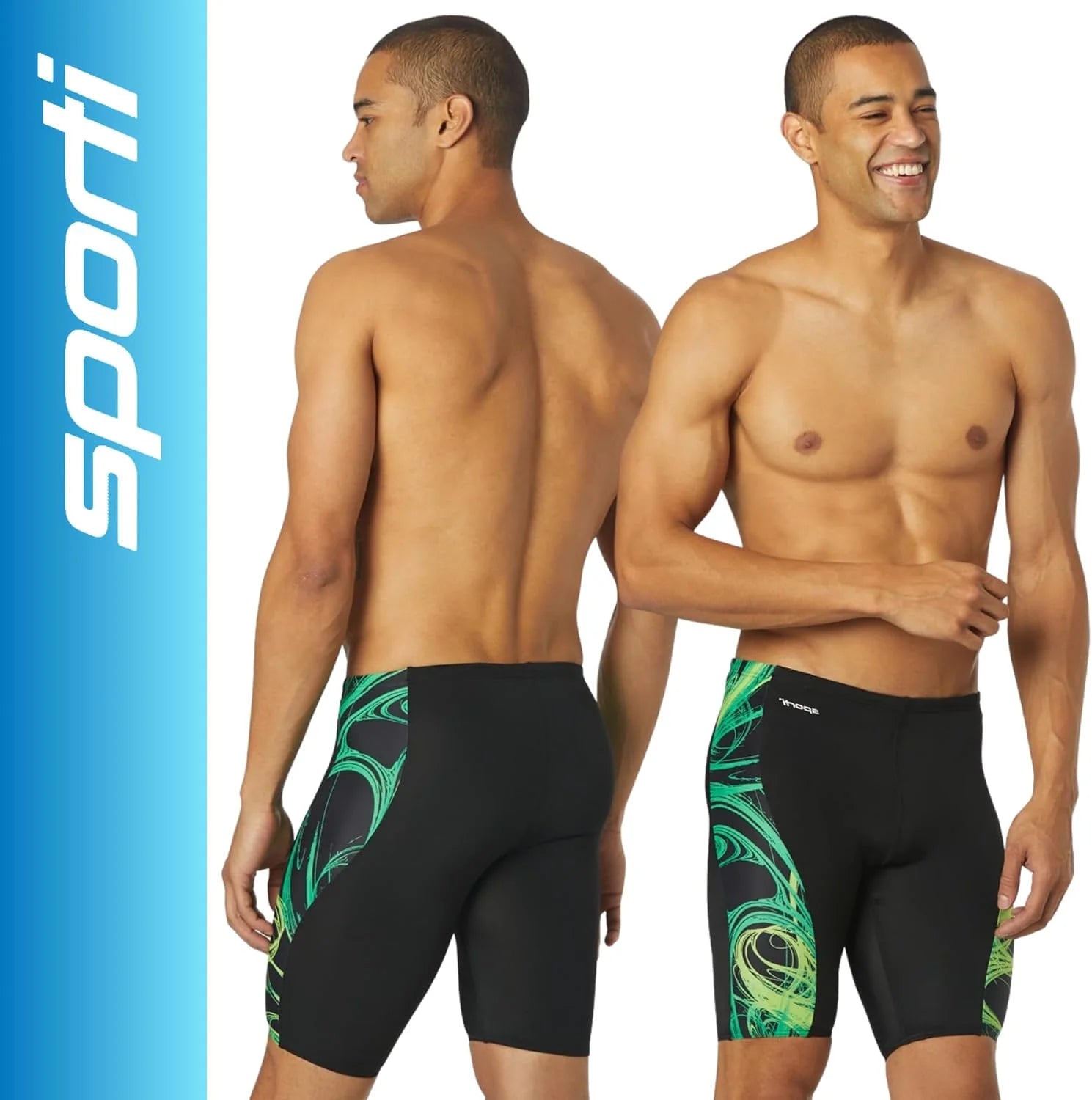 Sporti Men's Athletic Jammer Swimsuit, Multi-Color Solid Competitive Suit