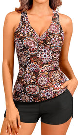 Women Tankini Swimsuits with Shorts Two Piece Tummy Control Bathing Suits