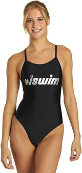iSwim Girls' & Women's Athletic Thin Strap One Piece Swimsuit, Training Fit