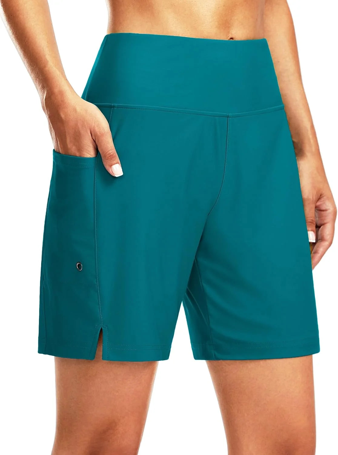 G Gradual Women's 7" Long Swim Board Shorts with Liner Pockets