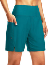 G Gradual Women's 7" Long Swim Board Shorts with Liner Pockets