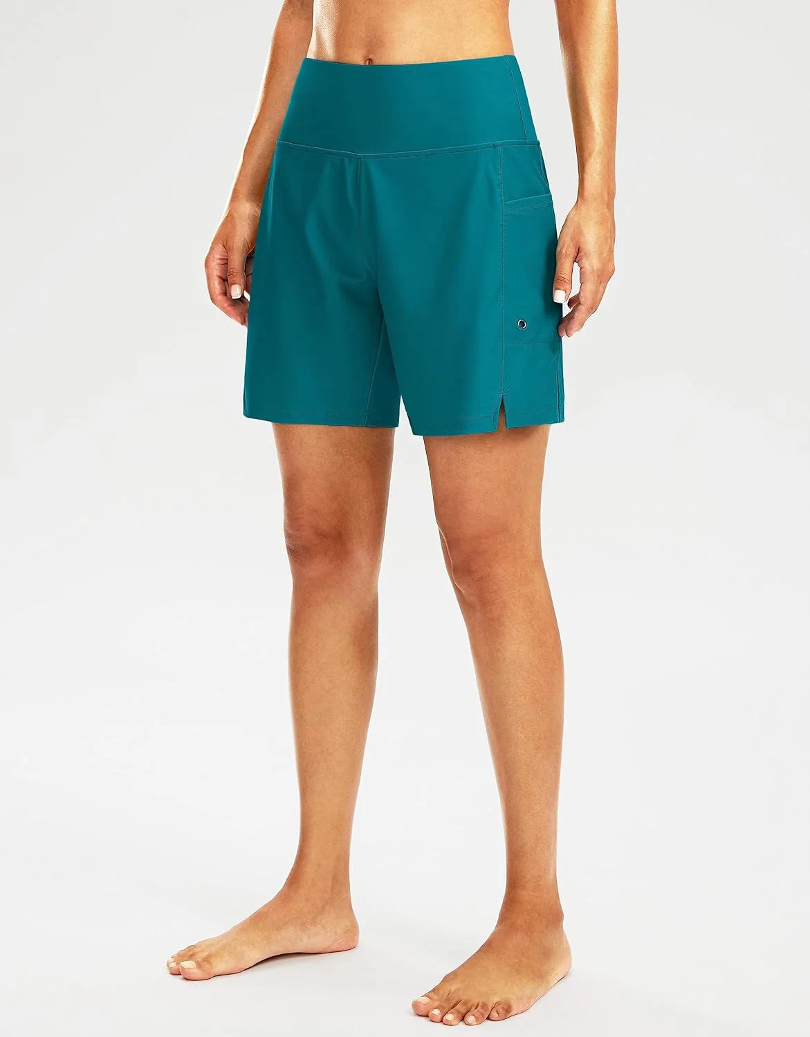 G Gradual Women's 7" Long Swim Board Shorts with Liner Pockets