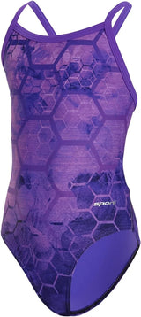 Sporti Girls' Athletic Thin Strap One-Piece Swimsuit, Abstract Printed Suit