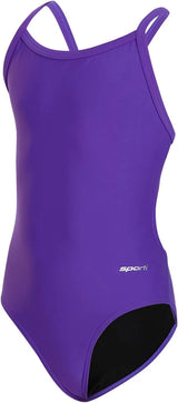 Sporti Girls' Athletic Thin Strap One-Piece Swimsuit, Abstract Printed Suit