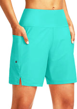 G Gradual Women's 7" Long Swim Board Shorts with Liner Pockets