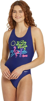 Sporti Women's Athletic Wide Strap Cross Back One-Piece Swimsuit Swimming