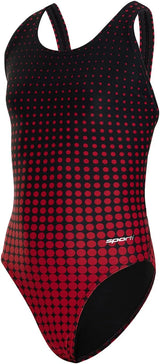 Sporti Girls' & Women's Athletic Wide Strap Abstract Print One-Piece Suit