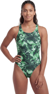 iSwim Spirit Wide Strap One Piece Swimsuit, Wide Strap Comfort Fit, Low Hip Cut, Full Coverage, Multi Colors