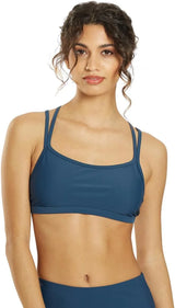 Sporti Women's Athletic Double Cross Workout Bikini Top Bathing Suit