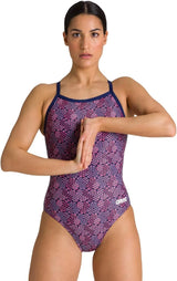 ARENA Women's Kikko Light Drop Back One Piece - Chlorine Resistant, UV Protection, Supportive Thin Straps Swimsuit