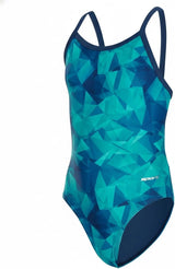 Sporti Girls' Athletic Thin Strap One-Piece Swimsuit, Abstract Printed Suit