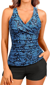Women Tankini Swimsuits with Shorts Two Piece Tummy Control Bathing Suits