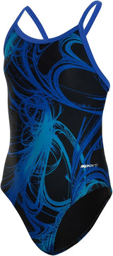 Sporti Girls' & Women's Athletic Thin Strap Lycra Printed One-Piece Suit