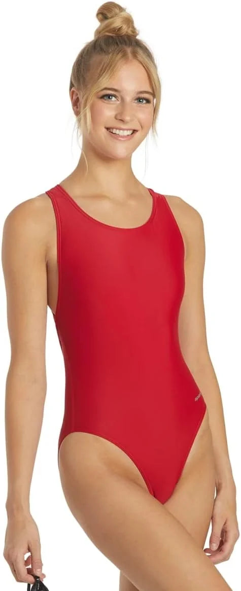 Sporti Women's Athletic Wide Strap Cross Back One-Piece Swimsuit Swimming