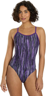 Sporti Women's Athletic Thin Strap One Piece Swimsuit, Abstract Printed