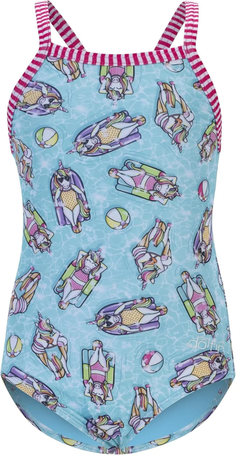 Dolfin Little Girls One Piece Swimsuit for Little Girls and Toddlers