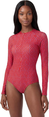 Sporti Women's Athletic Zip Front Long Sleeve One Piece Swimsuit