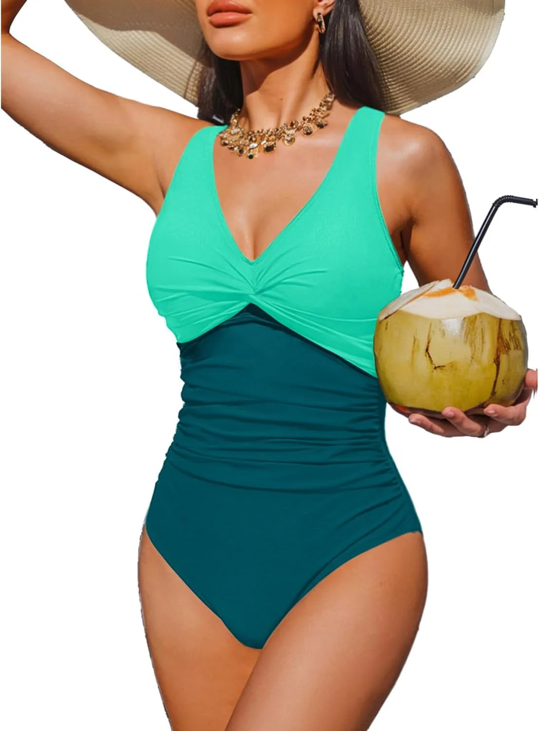 Women's Tummy Control One Piece Swimsuit Push Up Full Coverage Bathing Suit