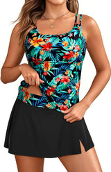 Women Tankini with Skirt Two Piece Swimsuits Tummy Control Bathing Suit