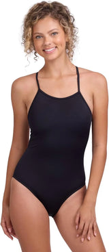 JOLYN Marie Women's Athletic One Piece Swimsuit with Fixed Back for Competitive Swimming, Lifeguarding, Full Coverage