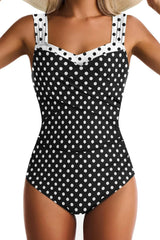 One Piece Swimsuit for Women Tummy Control Wide Straps Bathing Suits Full Coverage Swim Suit Color Block Swimwear