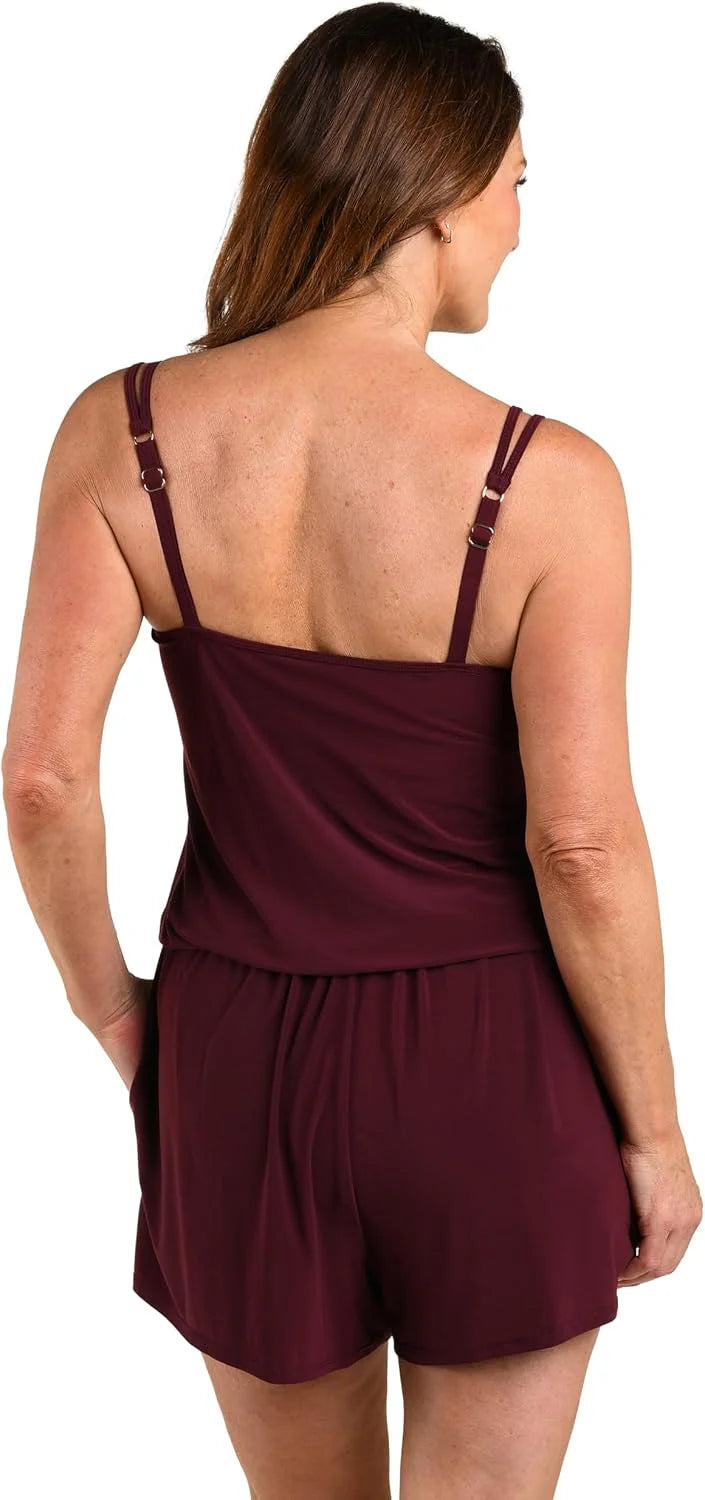 Maxine of Hollywood Women's Romper One Piece Swimsuit