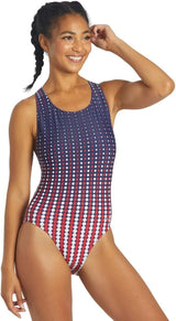 Sporti Women's Athletic Wide Strap Cross Back One-Piece Swimsuit Swimming